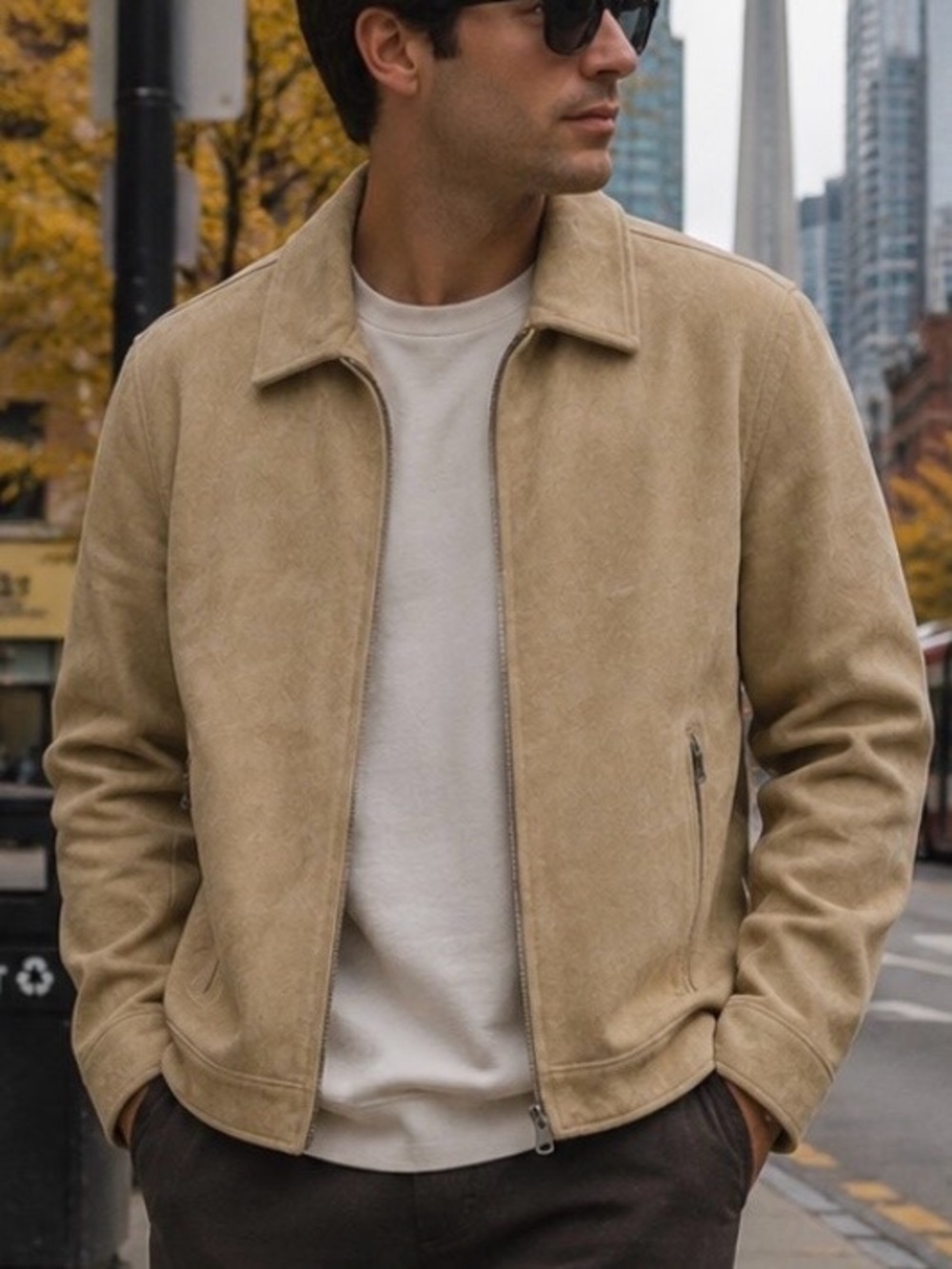 Banana Republic Men's Suede Zip-Up Jacket - Beige